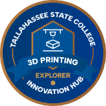 3D Printing explorer level circular badge.