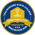 Laser Fabrication innovator level circular badge.