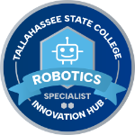 Robotics specialist level circular badge.